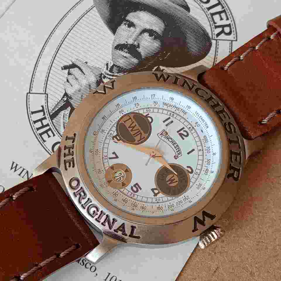 Winchester Twin St.Steel - White Dial Date. Vintage 90 NOS With rare guarantee of the time - Ø 41 mm