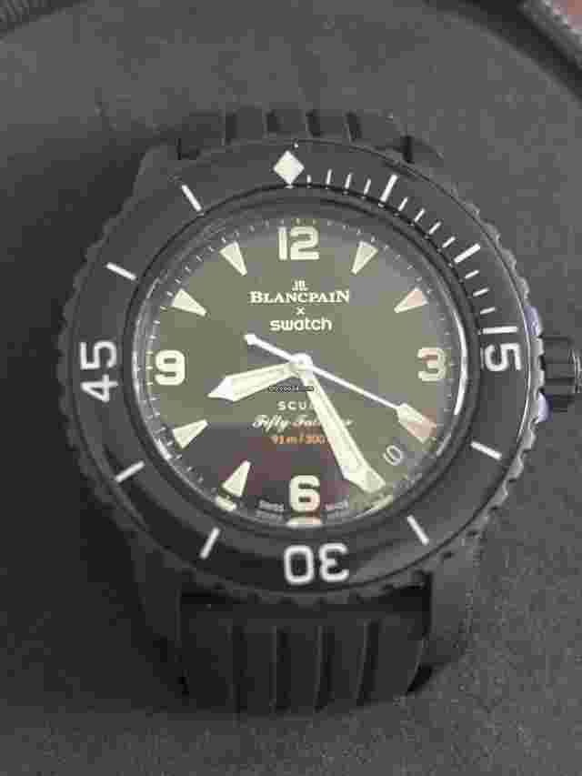 Swatch Scuba Fifty Fathoms
                           
                                 NEW Blancpain X Swatch Scuba Fifty Fathoms Atlantic Ocean Blue SO35A100