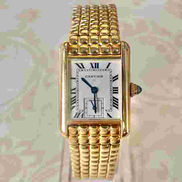 Cartier Tank Louis Cartier
                           
                                 Ladies 18K Yellow Gold Quartz Gold Bracelet Reference 8110 Vintage Rare