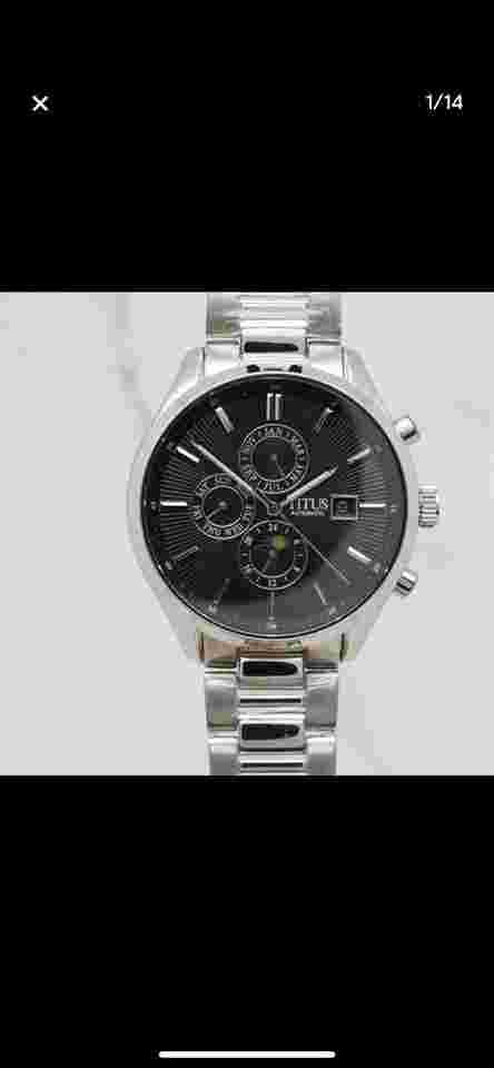 Titus Black Calendar Perpetual Montre Automatique Cadran noir Calendrier perpétuel