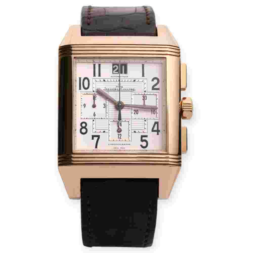 Pre-Owned Jaeger-LeCoultre Reverso Squadro 41mm Chronograph Rose Gold White Dial 230.2.45