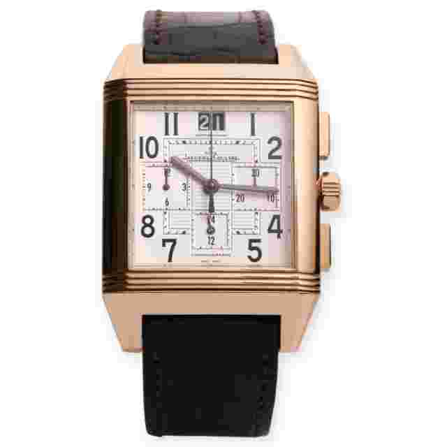 Pre-Owned Jaeger-LeCoultre Reverso Squadro 41mm Chronograph Rose Gold White Dial 230.2.45