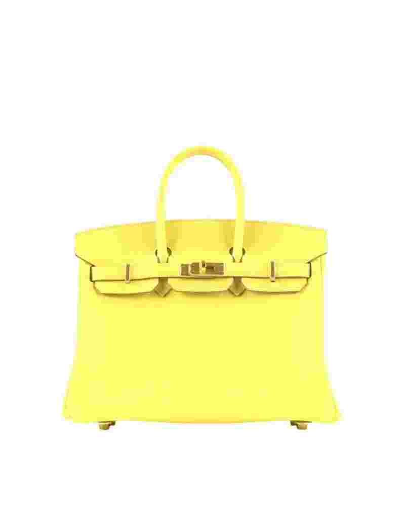 Pre-Owned Hermes Birkin 25 Veau Swift Lime With GHW