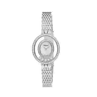 Chopard Happy Diamond 18Kt White Gold Oval Shape Ladies Watch