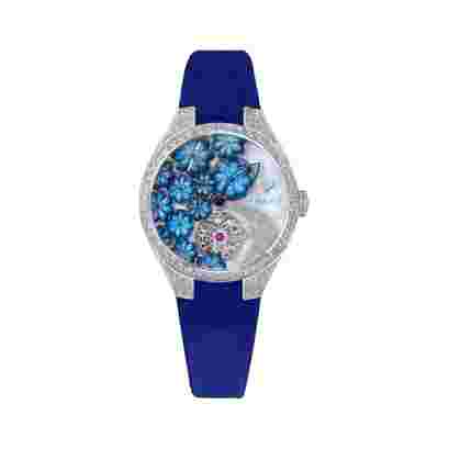 Graff MasterGraff Technical Floral MGFA37WGSLDMPA White Gold 37mm Mop Blue Dial Ladies Watch
