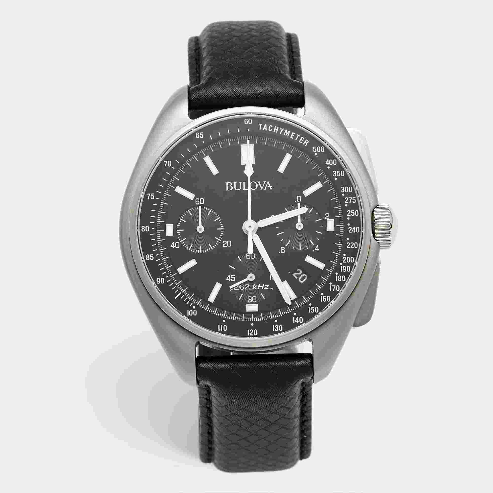 Bulova Lunar Pilot Special Edition 96B251 Black Dial Stainless Steel Men's Wristwatch 45 mm