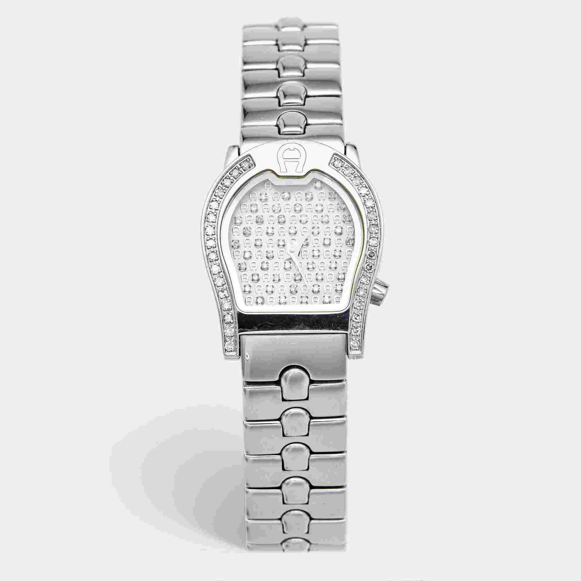 Aigner Ravenna A01200 Pave Dial Stainless Steel Women's Wristwatch 24 mm