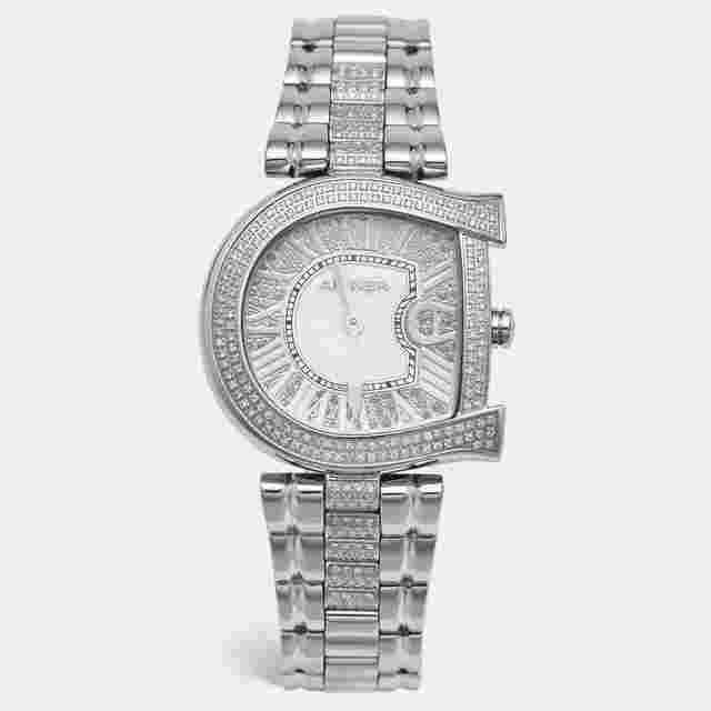 Aigner One Carat Diamond A34300 Mother of Pearl Dial Stainless Steel Women's Wristwatch 33mm