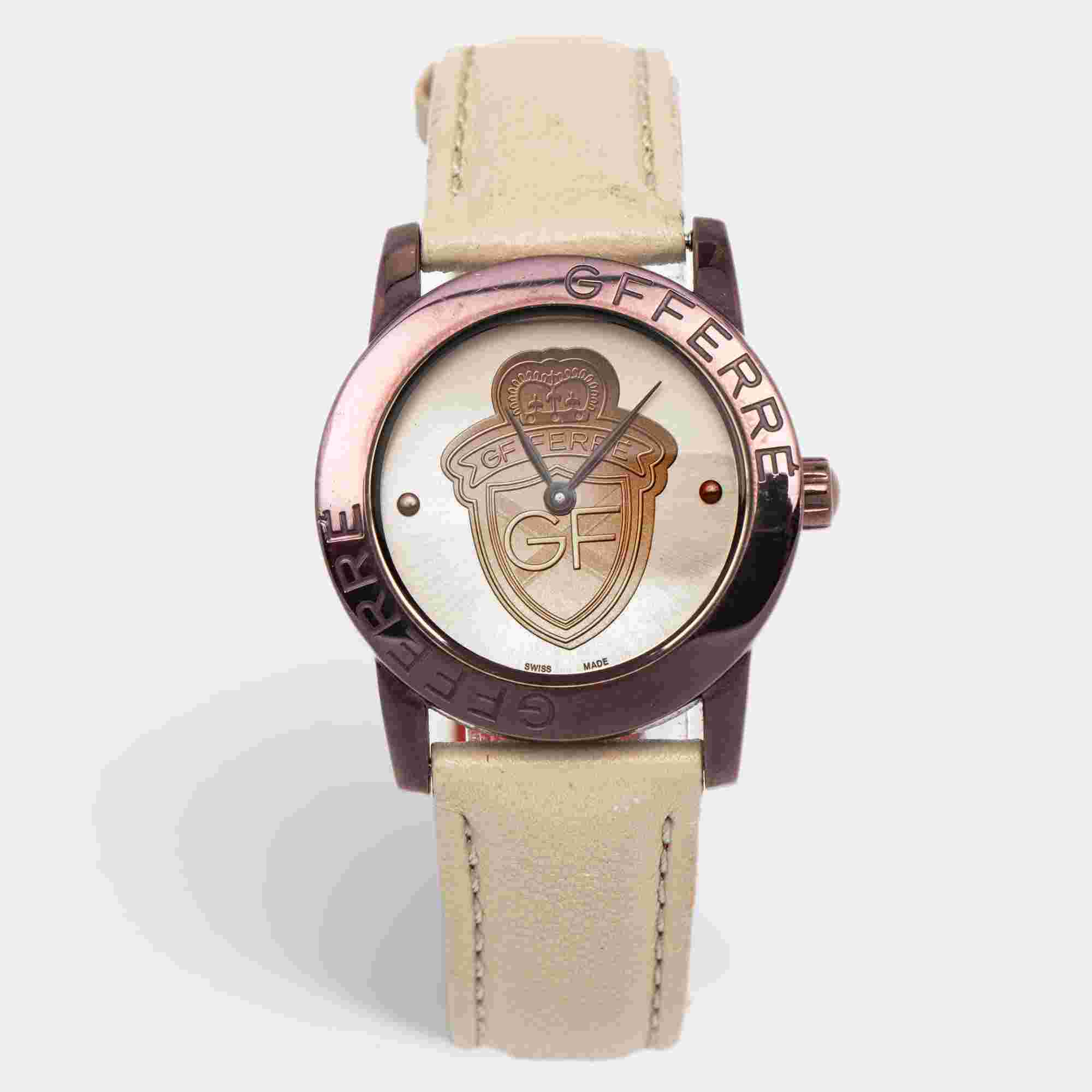 Gianfranco Ferre 9085L Champagne Dial PVD Coated Stainless Steel Women's Wristwatch 32 mm