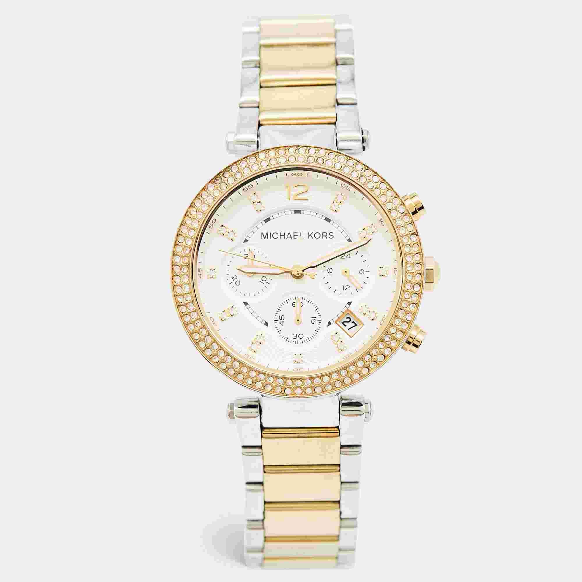 Michael Kors Parker MK5626 Silver White Dial Two-Tone Stainless Steel Women's Wristwatch 39 mm