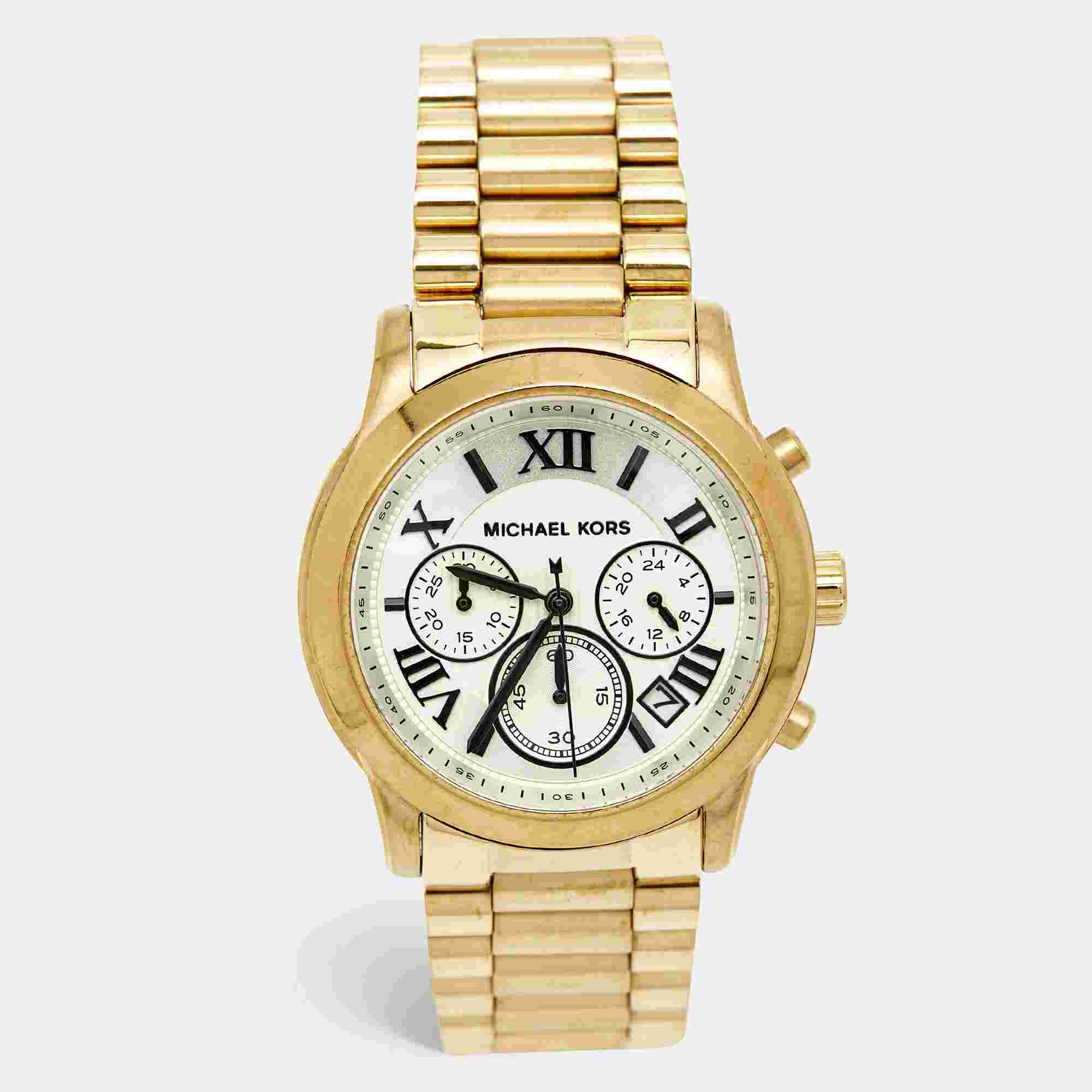 Michael Kors Cooper MK5916 Silver Dial Gold Tone Stainless Steel Women's Wristwatch 40 mm