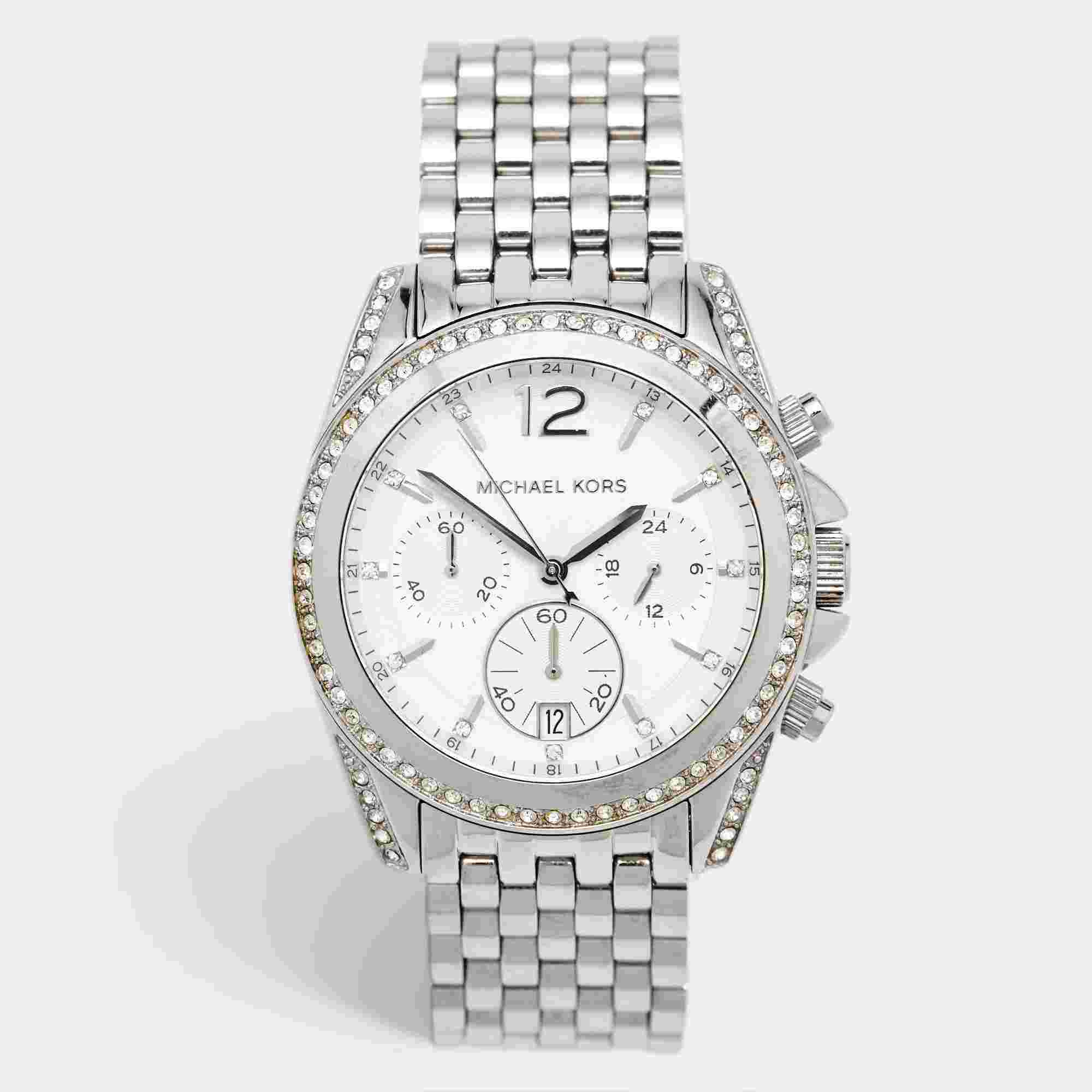 Michael Kors Pressley MK5834 Silver Dial Stainless Steel Women's Wristwatch 39 mm