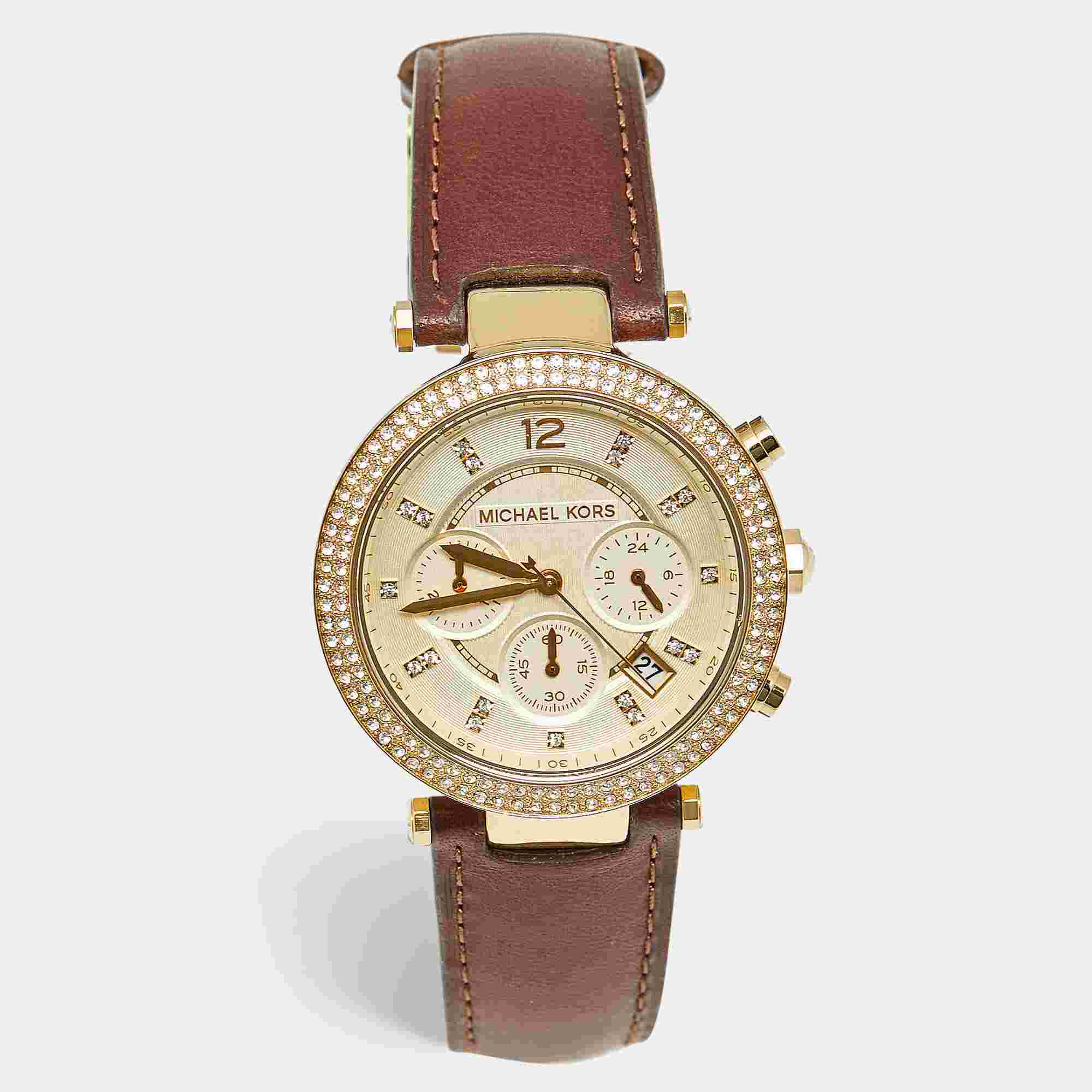 Michael Kors Parker MK2249 Yellow Dial Gold Tone Stainless Steel Women's Wristwatch 39 MM