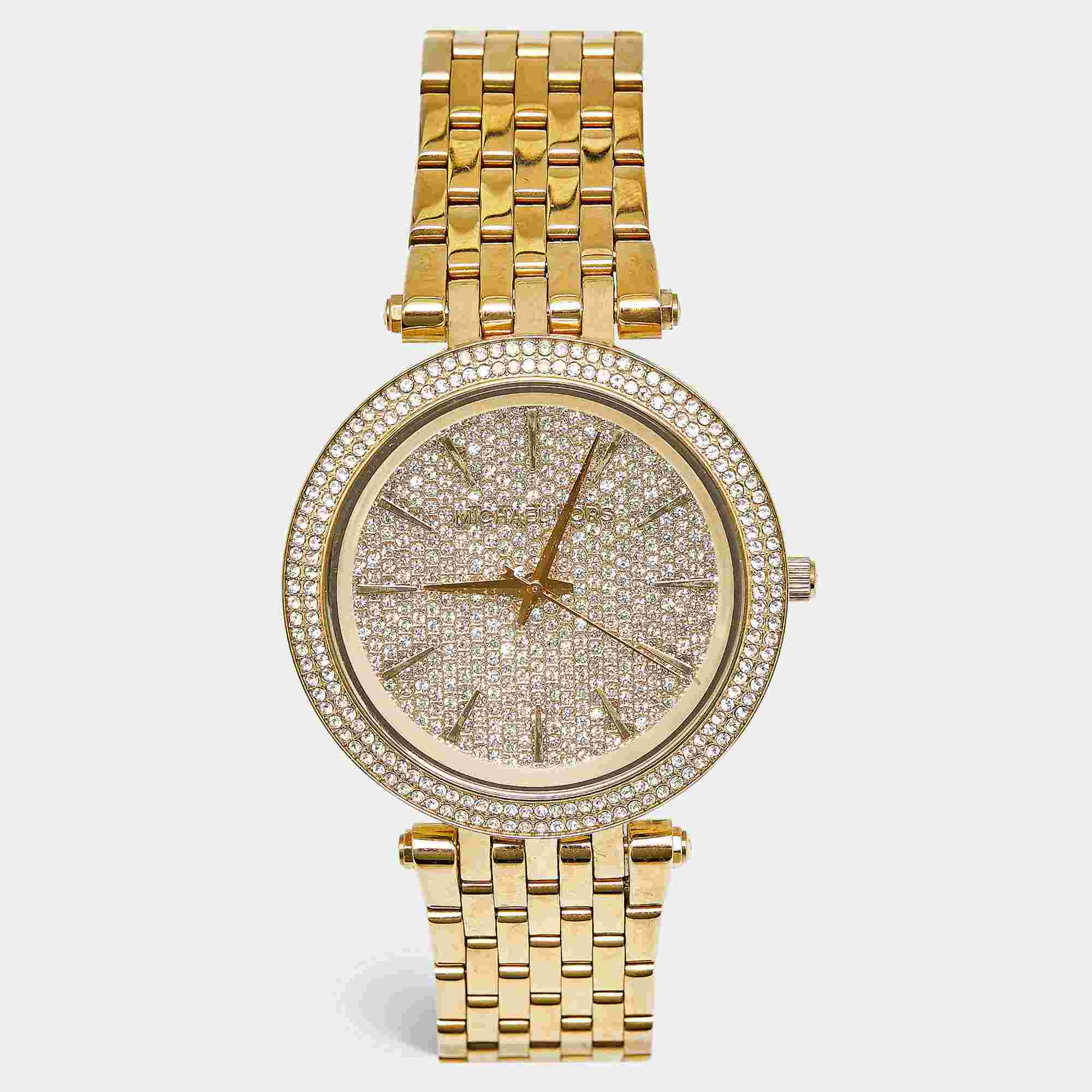 Michael Kors Darci MK3438 Pave Dial Gold Plated Stainless Steel Women's Wristwatch 39 mm