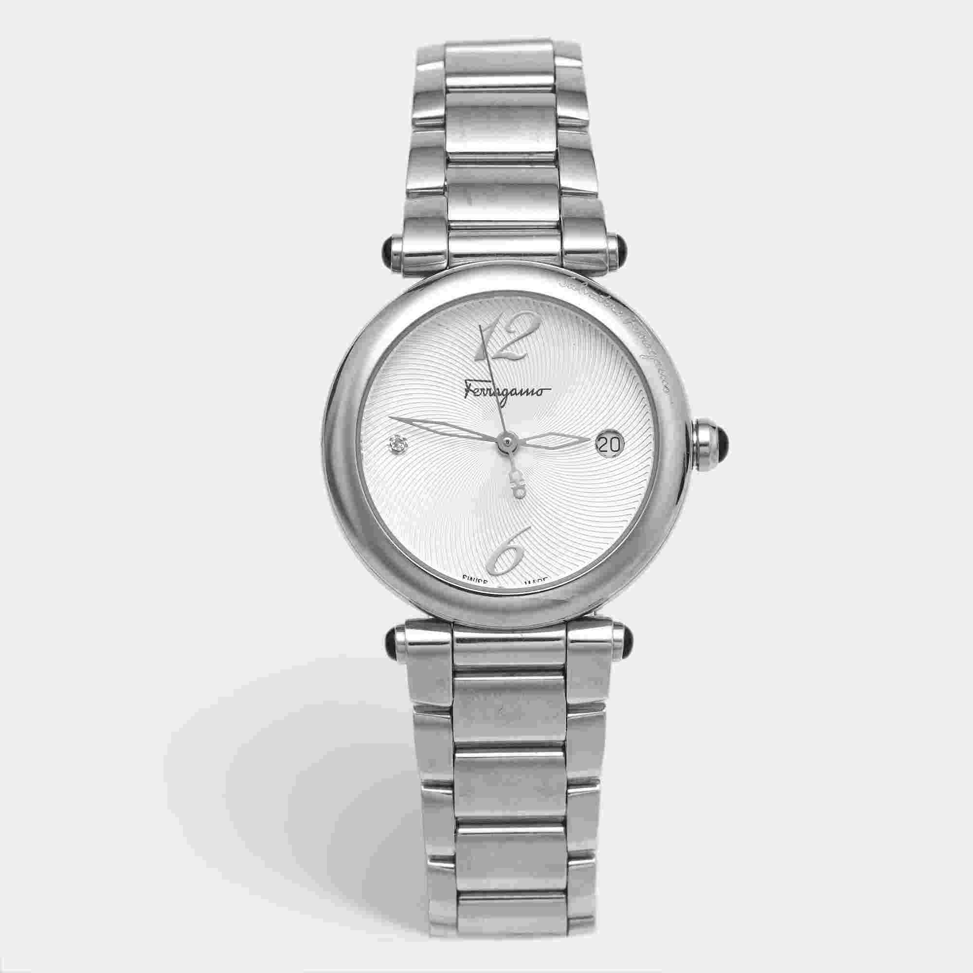 Salvatore Ferragamo Idillio F76S Silver Dial Stainless Steel Women's Wristwatch 34 mm