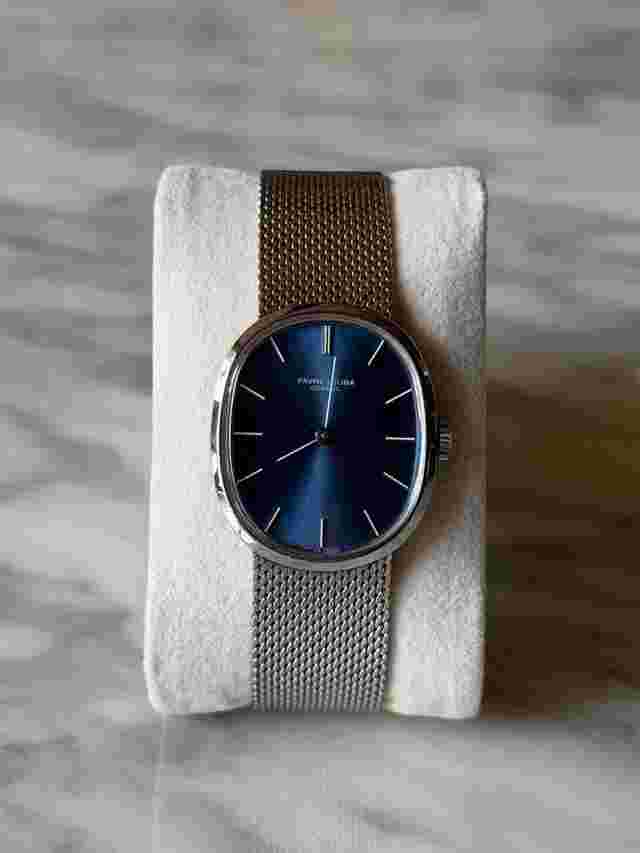 Favre-Leuba Navy Blue Dial Ellipse 1970s Manual Wind Mechanical Serviced