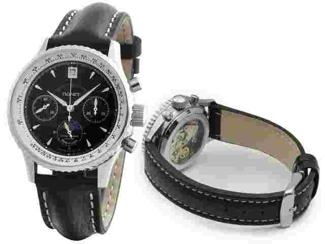Poljot Chronograph 31681 DAY NIGHT black Glasboden