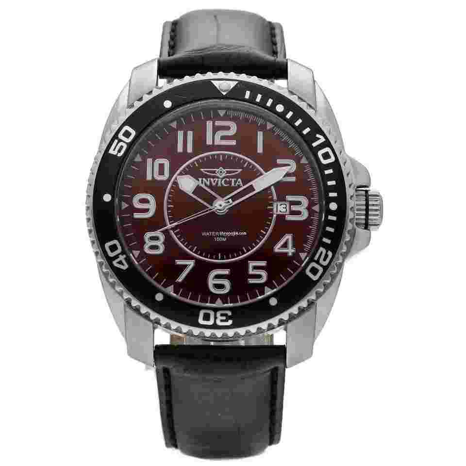 Invicta
6007 Stainless Steel 45mm Red Dial Black Leather Quartz Men's Watch