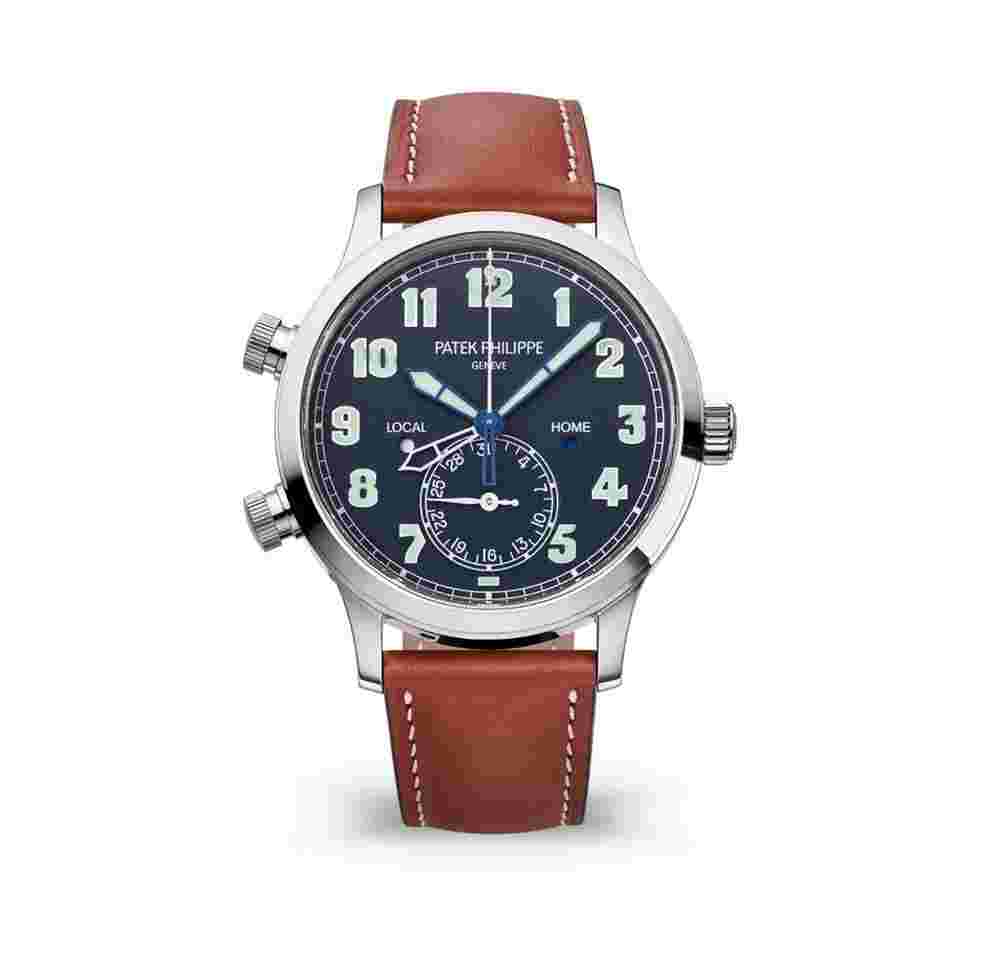 Patek Philippe Calatrava
Pilot Travel Time 42mm White Gold Blue Dial Brown Leather Strap 5524G-001