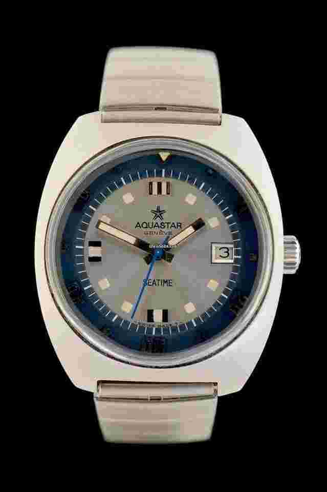 Aquastar
Seatime Automatik - 40 mm - Vintage Diver - rotating Bezel - Silbernes Zifferblatt - Tritium - 40 mm