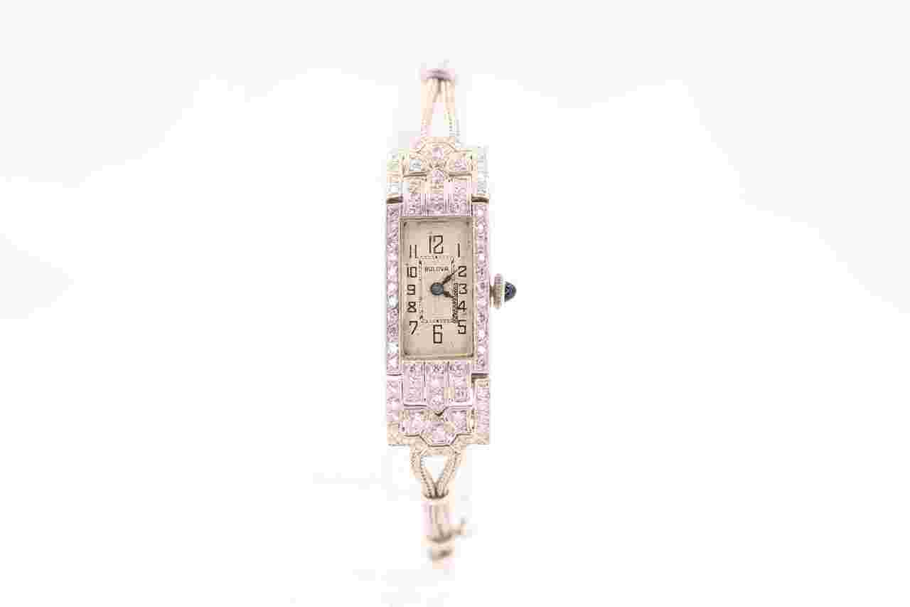 Bulova Diamond
Vintage Art Deco Platinum 14k White Gold & Diamonds Ladies Watch