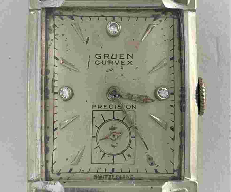 Gruen Curvex
Precision Solid 14K(585)White Gold Rectangular Genuine Diamond Cal440 Vintage Swiss