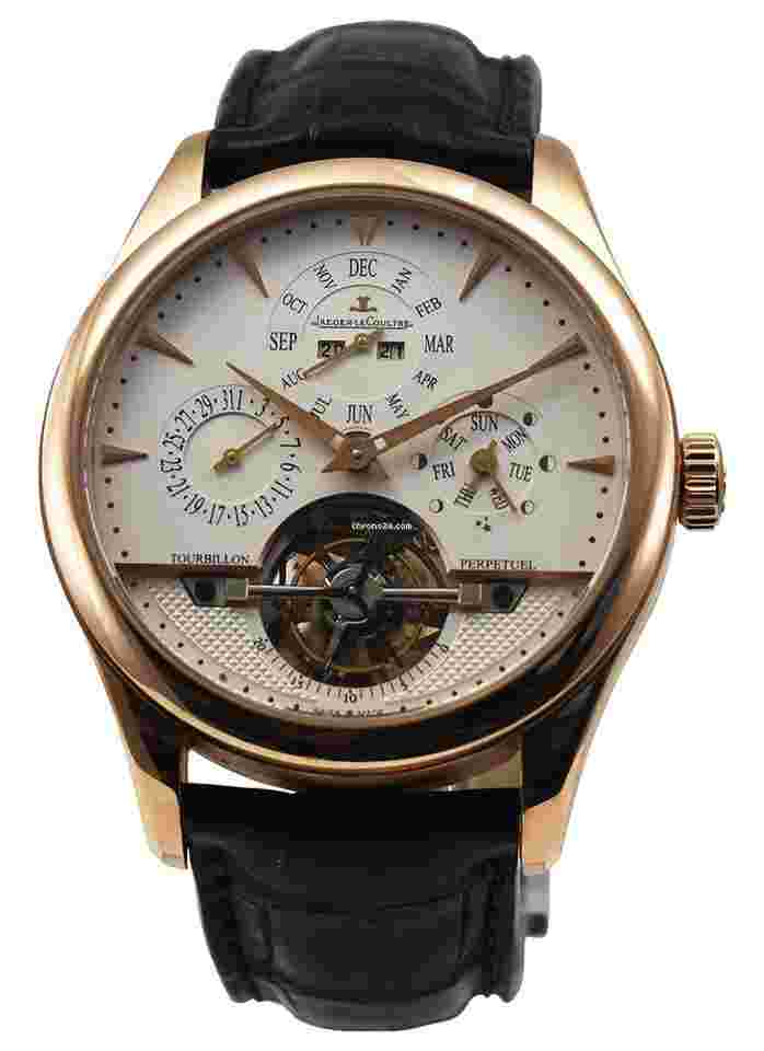 Jaeger-LeCoultre Master Grande Tradition
Tourbillon Perpetual Calendar in Rose Gold on Brown Alligator Strap with Silver Dial