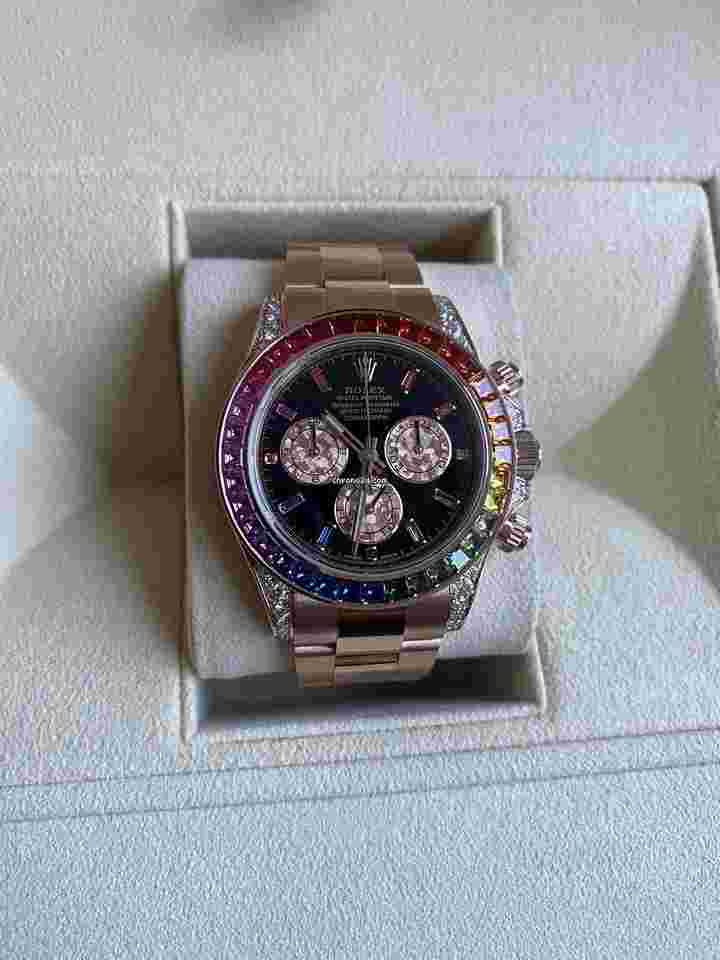 Rolex Daytona
Rainbow 116595RBOW Rose Gold Sapphire Gem Bezel Diamond Lugs - Rare - Unworn 2021