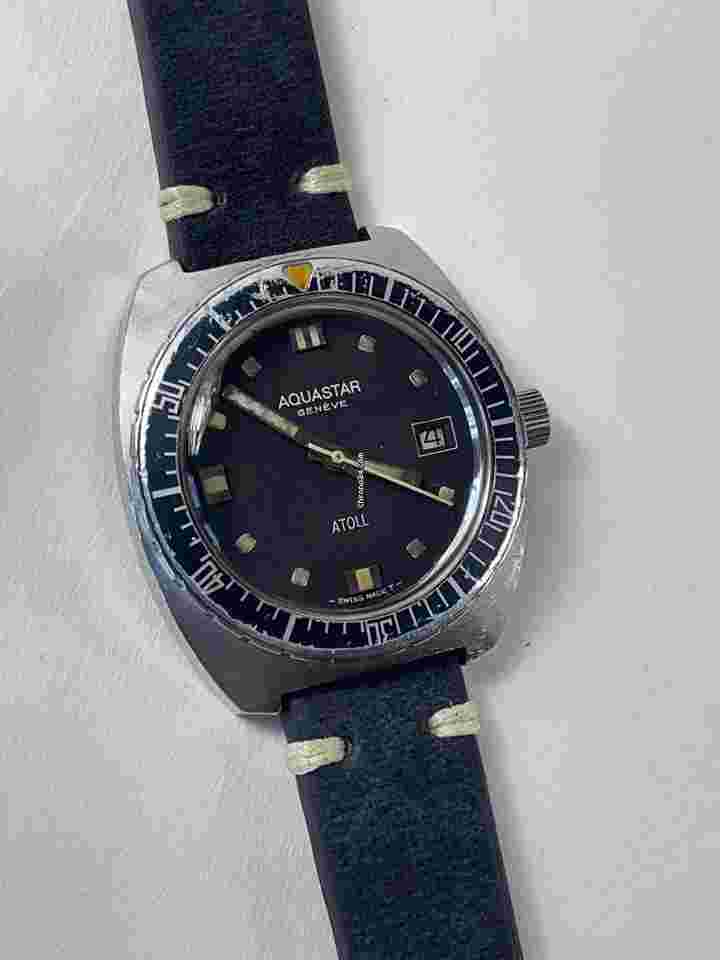 Aquastar
Geneve Atoll Diver Automatic Date Screw Down Case Back Stainless Steel Vintage Swiss Made