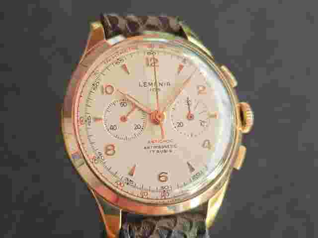 Lemania 105 Chronograph 37 mm 1950s cal.1275 vintage oversize jumbo