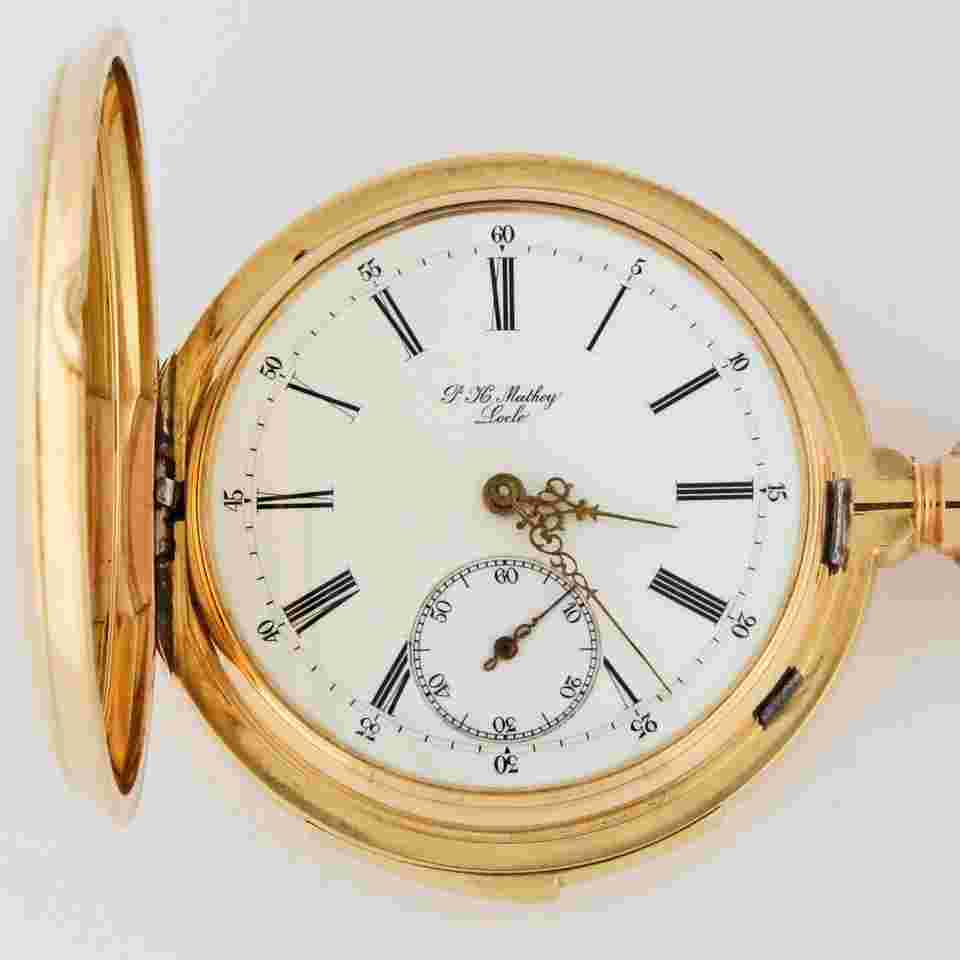 P.H. Mathey (Locle Switzerland) Top Grade Minute Repeater Jewels to Hammers Hunter Case Pocket Watch