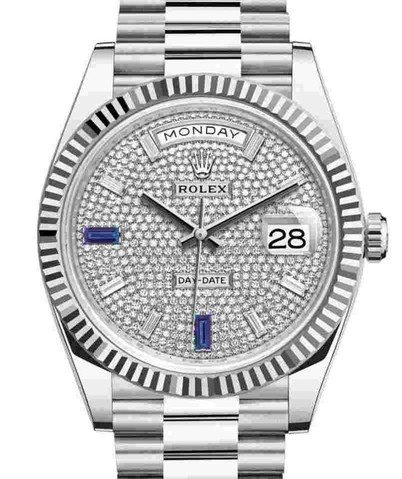 Rolex Day-Date 40
228236 40mm Platinum Bracelet Pave Dial Unworn 2023