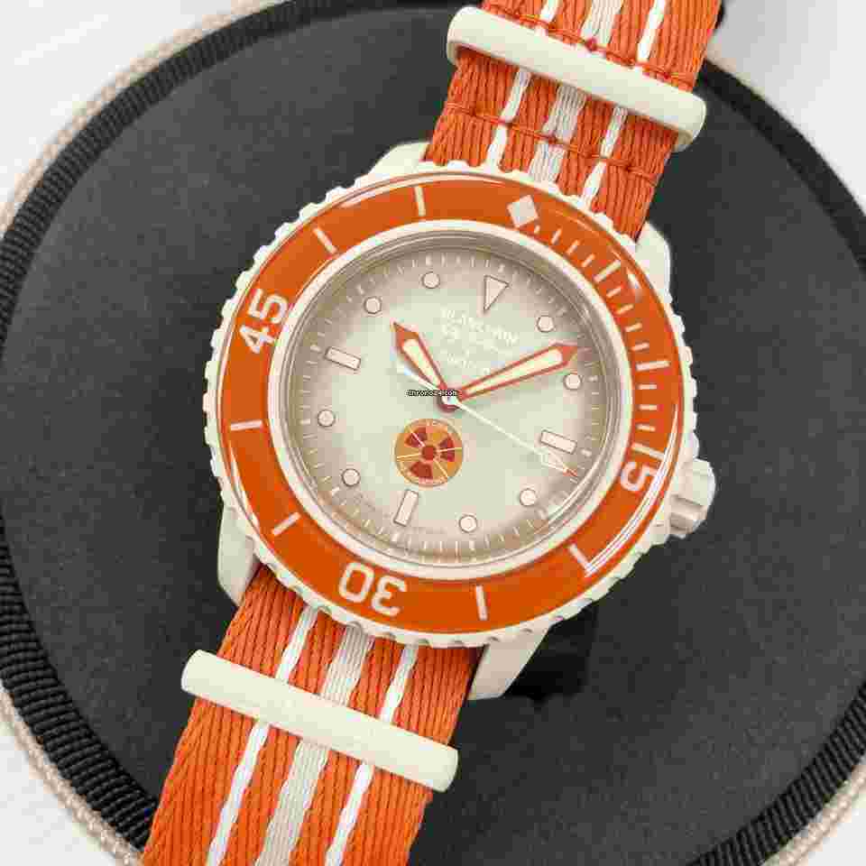Swatch Scuba Fifty Fathoms
NEW Blancpain X Swatch Scuba Fifty Fathoms Arctic Ocean Orange SO35N100