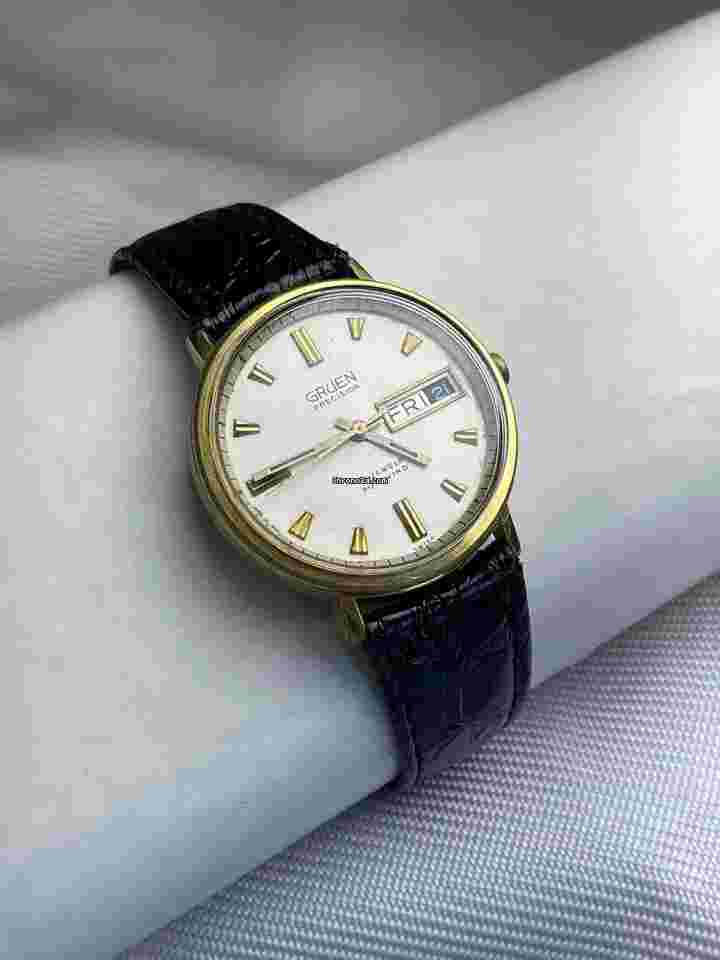 Gruen Precision
Automatic Calendar Quick Set Day/Date Classic Dress Gold Capped Swiss Made