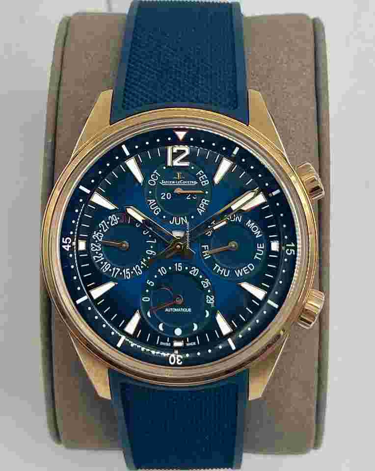 Jaeger-LeCoultre Polaris
Perpetual Calendar Rose Pink gold blue rubber strap men's watch Q908268J Q908269J