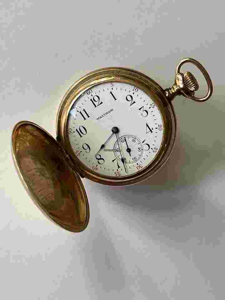 Waltham
Railroad Doctors 14K GF Hunter Case Savonette Antique Pocket Watch Porcelain Dial USA