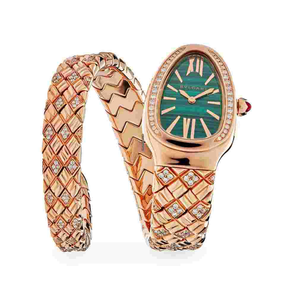 Bulgari Serpenti
Spiga Watch 103626 Rose Gold Malachite Dial Diamond