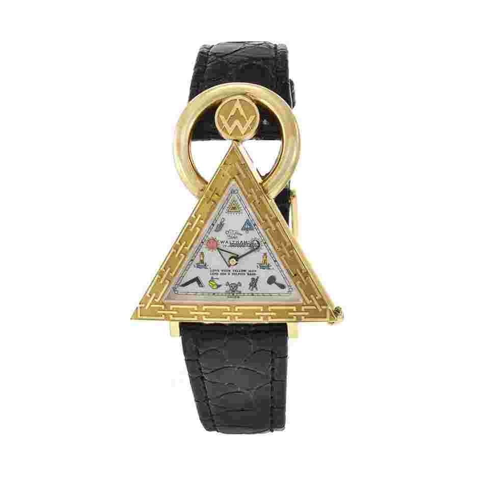 Waltham
Masonic Watch 18K Yellow Gold Pearlized Dial