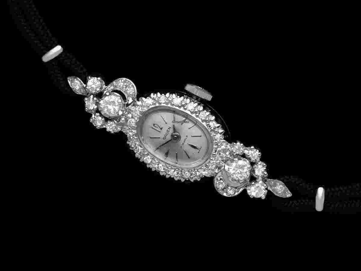 Gruen
1960's Vintage Ladies Cocktail Watch - 14K White Gold & Diamonds