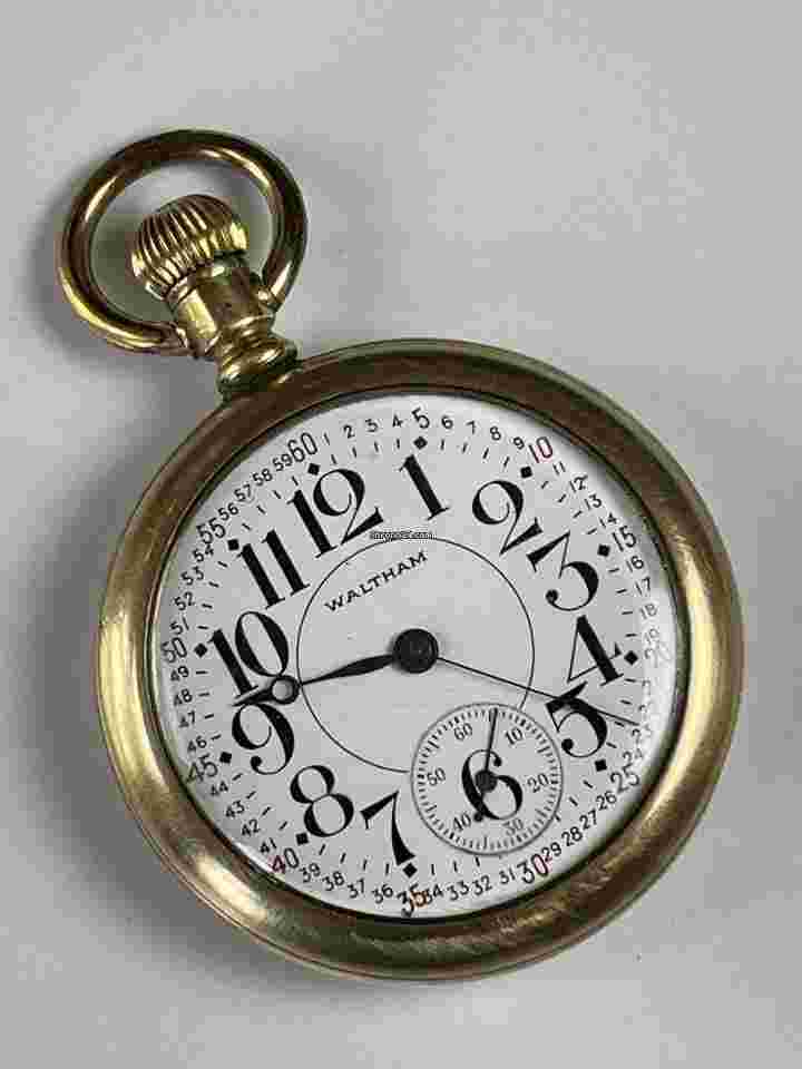 Waltham
Bartlett Railroad GoldFilled TwoLev Porcelain Montgomery Dial Antique Pocket Watch