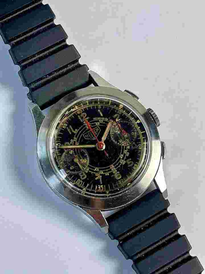 Heuer
Ed.Heuer Chronograph Military Aviation Pilot WWII Valjoux23 Black Dial Swiss Made