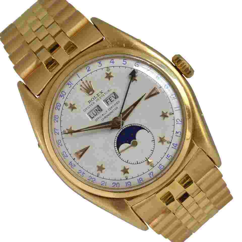 Rolex Oyster Perpetual 36
Stelline 6062 Triple Calendar Moonphase yellow gold 18KT Full Set 1952’s
