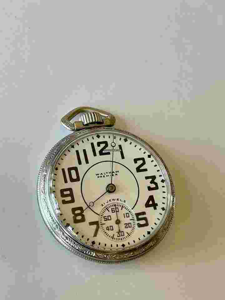Waltham
Premier10K White Gold Filled Railroad Two Tone Porcelain Dial Antique Pocket Watch U.S.A.