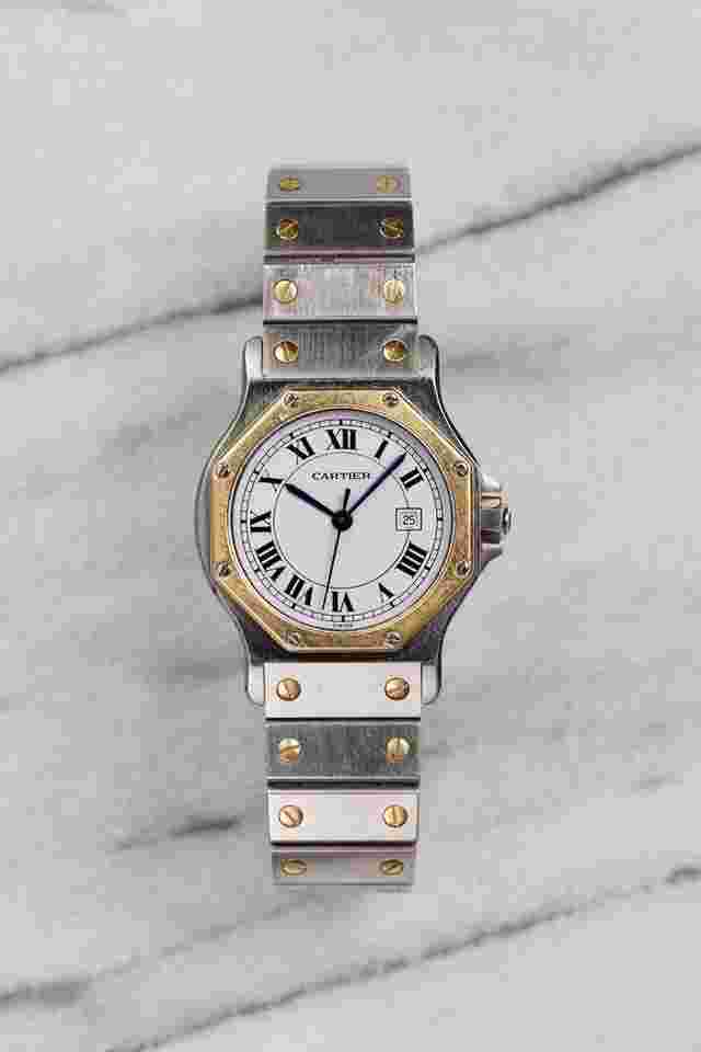 Cartier Santos
80s Vintage Octagon Reference 2966 Automatic Two Tone White Roman Numeral Dial 30mm