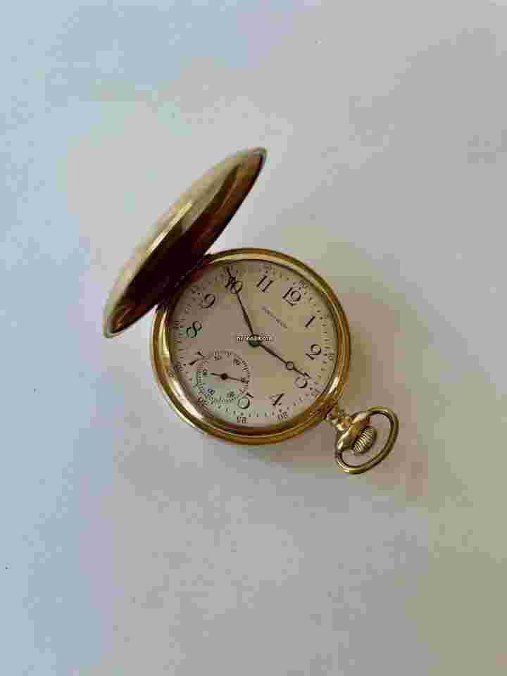 Waltham
Gold Filled 20 Year Warranted Hunter Two Tone Porcelain Dial Antique Pocket Watch USA