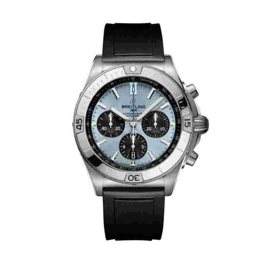 Breitling Chronomat 42
B01 42mm PB0134101C1S1 Stainless Steel with Black Rubber Watch Ice Blue Dial 2024