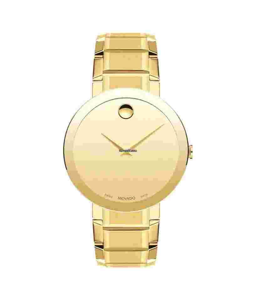 Movado Sapphire
Mens 39mm Gold Plated Stainless Gold Dial Watch 0607180