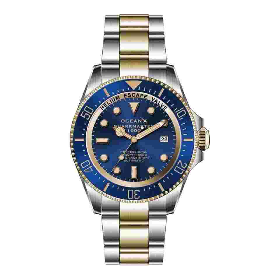 OceanX Sharkmaster 1000 Automatic Men's Diver Watch 44mm Blue Dial SMS1055