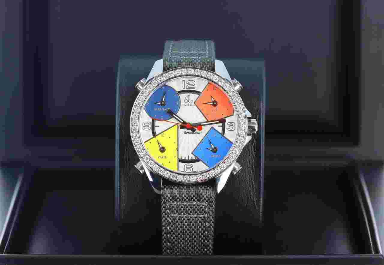 Jacob & Co. Five Time Zone
5-Timezone Guilloche Diamond Edition Steel 40mm Five Time Zone Rare JCM-88 5 Timezone