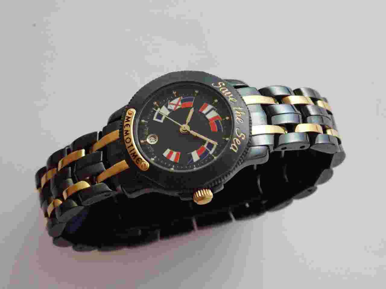 Memotime Corum Design Ladie's Black and Gold Swiss Watch 2005 New